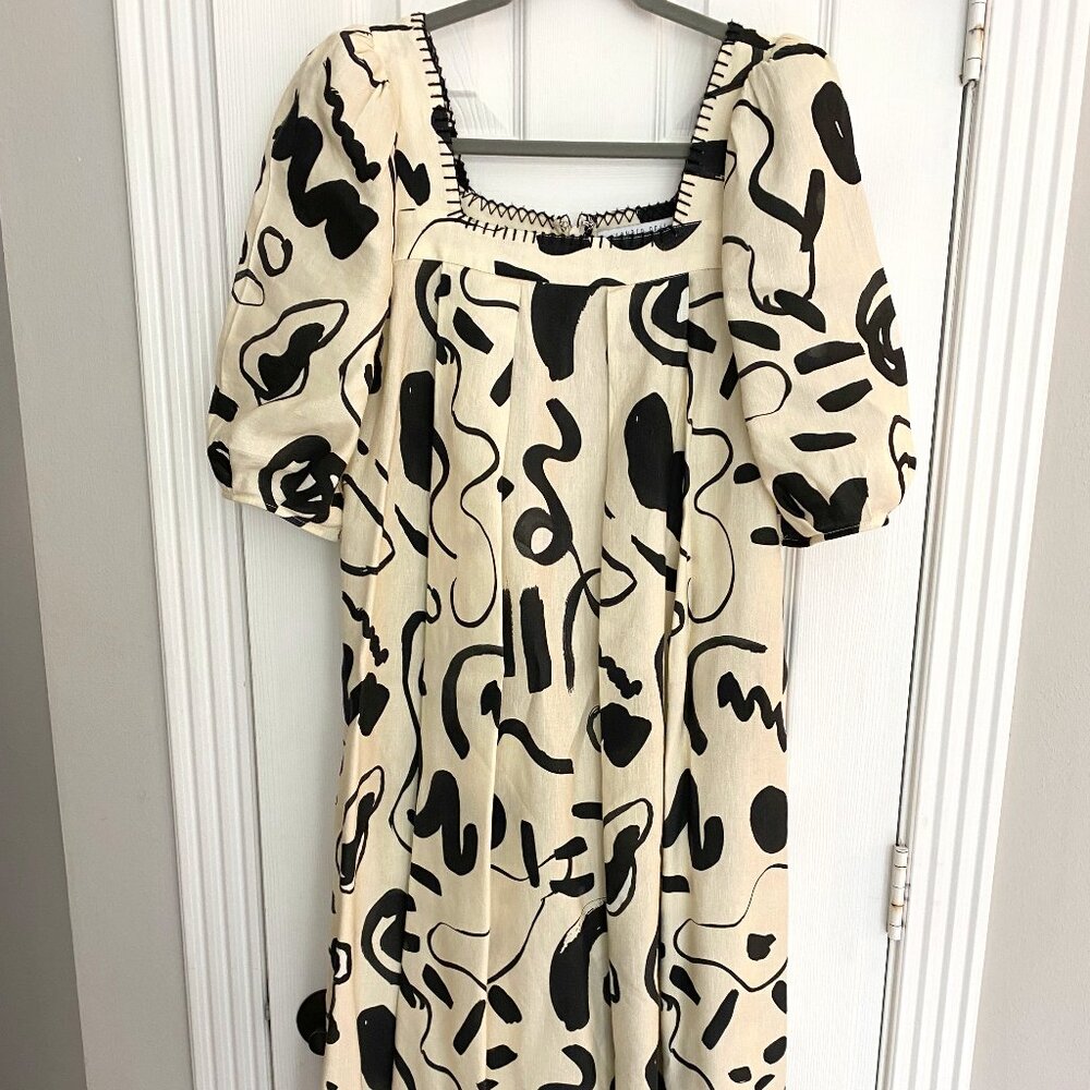 Hunter Bell Waverly Dress - Black and White Ink Line - XS